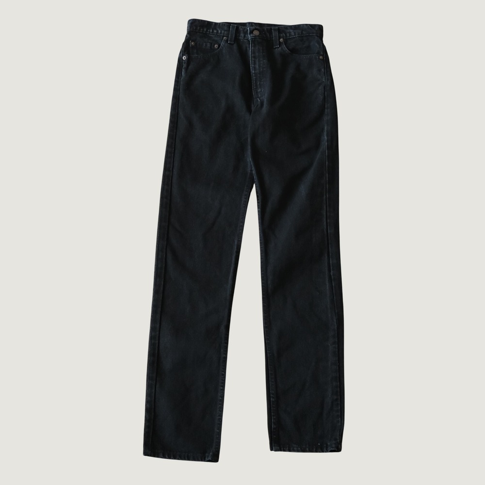 Levi's 505 Regular Fit Straight Leg Jeans Black Cotton Denim W30 L36 Made in USA